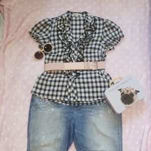 Forever 21 Vintage Gingham Ruffle Top